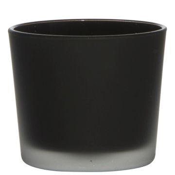 Maxi Teelichtglas ALENA FROST, schwarz matt, 9cm, Ø10cm