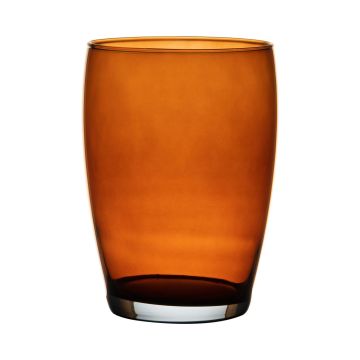 Runde Glasvase HENRY, orange-braun-klar, 20cm, Ø14cm