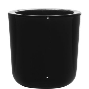 Teelichthalter NICK aus Glas, schwarz, 7,5cm, Ø7,5cm