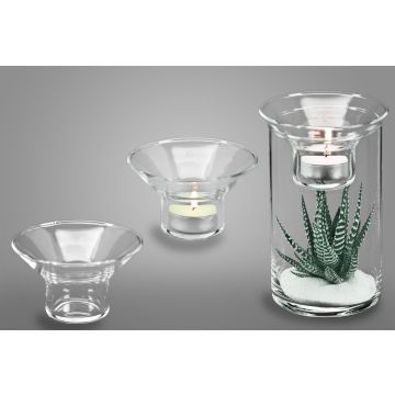 Maxi Teelichthalter SARINYA aus Glas, klar, 6cm, Ø10cm