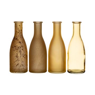 Glasflaschen ANYA, 4 Stück, gelb-braun, 18cm, Ø6cm