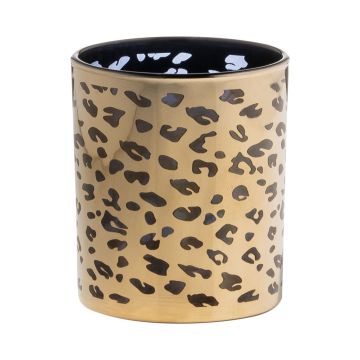 Votivglas SENGA, Leopardenmuster, gold, 6,5cm, Ø5,5cm