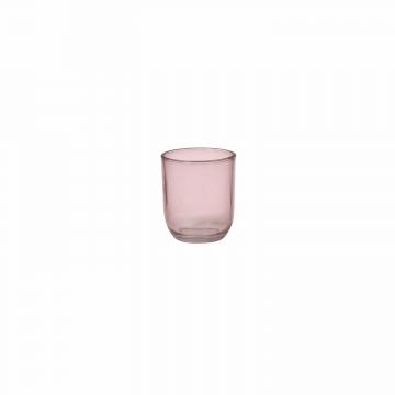 Teelicht Halter JOFFREY aus Glas, rosa, 8cm, Ø7cm