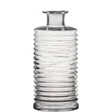 Glas Dekoflasche STUART mit Rillen, klar, 31cm, Ø14,5cm