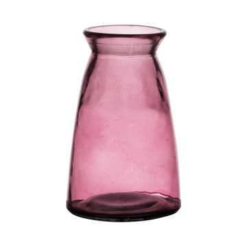 Blumen Vase TIBBY aus Glas, pink-klar, 14,5cm, Ø9,5cm
