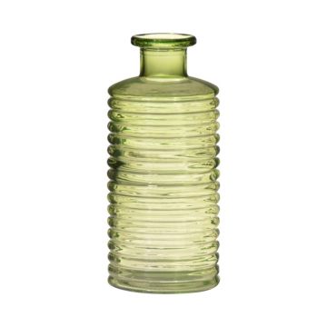 Glas Dekoflasche STUART mit Rillen, grün-klar, 31cm, Ø14,5cm