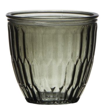 Pflanztopf JOCELYN aus Glas, Muster, klar-grau, 10cm, Ø11cm