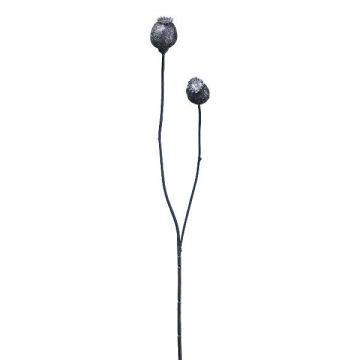 Kunstzweig Mohnkapseln ORIONLA, dunkelblau, 65cm, Ø3,5-4cm