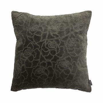 Samt-Kissen ALAIA, Rosenmuster, braun, 45x45cm Samt-Kissen ALAIA, Rosenmuster, braun, 45x45cm
