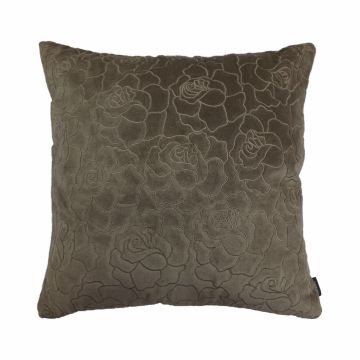 Samt-Kissen ALAIA, Rosenmuster, beige, 45x45cm Samt-Kissen ALAIA, Rosenmuster, beige, 45x45cm