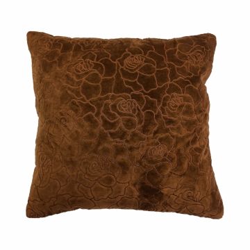 Samt-Kissen ALAIA, Rosenmuster, schokobraun, 45x45cm