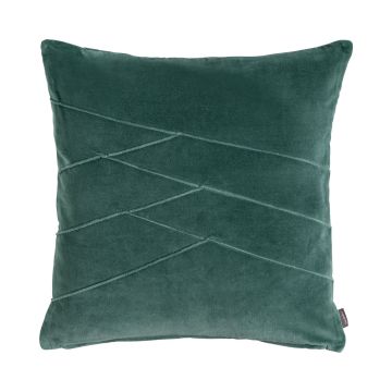 Kuscheliges Samt Kissen NOELANI, schräge Ziernähte, grün-blau, 45x45cm