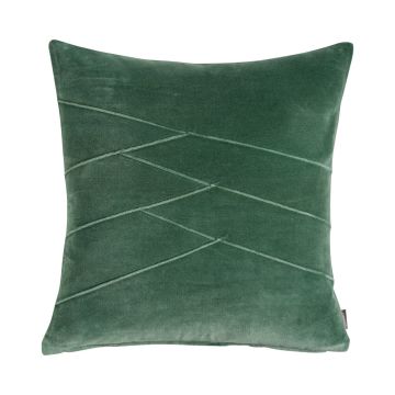 Kuscheliges Samt Kissen NOELANI, schräge Ziernähte, dunkelgrün, 45x45cm