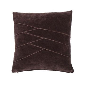 Kuscheliges Samt Kissen NOELANI, schräge Ziernähte, schokobraun, 45x45cm