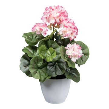 Dekoblume Geranie KLUMOR im Melamin-Übertopf, rosa-weiß, 35cm