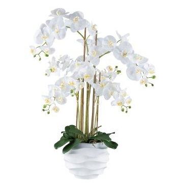 Textil Phalaenopsis Orchidee STONFER, Dekotopf weiß, weiß, Wurzeln, 90cm