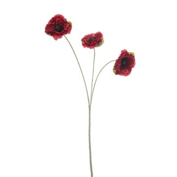 Kunstzweig Mohnblume WHONRA, rot, 60cm