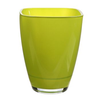 Eckige Vase YULE aus Glas, apfelgrün, 13,5x13,5x17cm