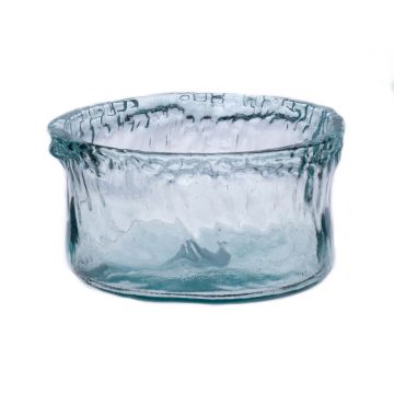 Glas Schale GLAUCIA, recycelt, blau-klar, 9cm, Ø16cm