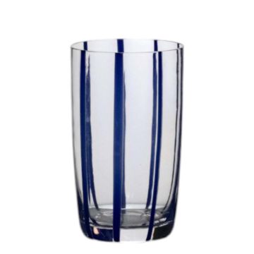 Wasserglas OCTAVIUS mit Streifen, blau-klar, 13cm, Ø8cm Wasserglas OCTAVIUS mit Streifen, blau-klar, 13cm, Ø8cm