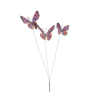 Deko Zweig mit Schmetterlingen TARANEH, Steckstab, orange-lila, 60cm