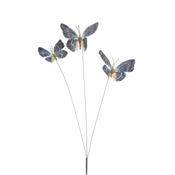 Deko Zweig mit Schmetterlingen TARANEH, Steckstab, blau-rosa, 60cm