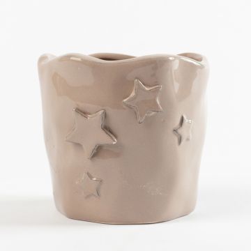 Keramiktopf STARMIE mit Sternrelief, grau, 9,5cm, Ø10,5cm