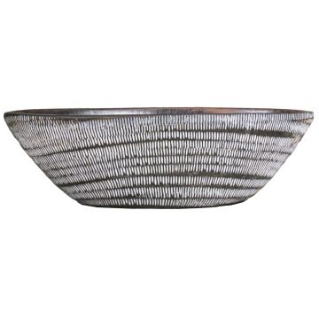 Schiffchen Keramikschale TIAM mit Rillen, braun-weiß, 41x16x13cm