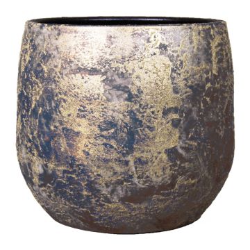 Vintage Pflanztopf MAGO aus Keramik, Wischoptik, gold, 14cm, Ø16cm