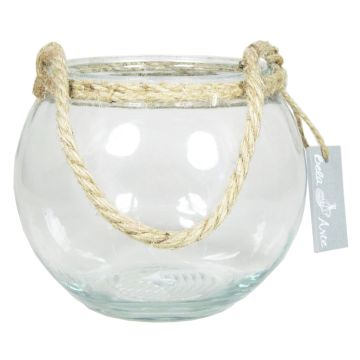 Kerzen Kugelvase DAVY aus Glas, mit Henkel, klar, 12cm, Ø15cm