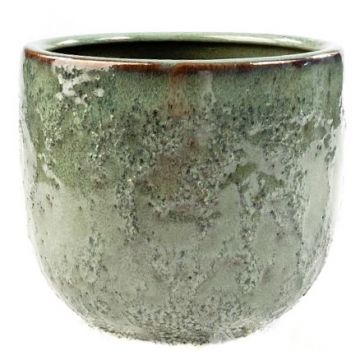 Übertopf NOREEN, Keramik, gesprenkelt, grün-grau-braun, 9,5cm, Ø10,5cm