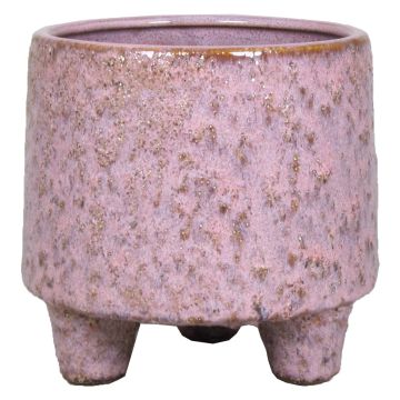 Übertopf NOREEN, Keramik, gesprenkelt, auf Füßen, rosa-braun, 12cm, Ø12,8cm