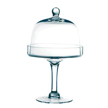 Glashaube LOTTKA mit Platte auf Standfuß, klar, 30cm, Ø19cm