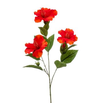 Kunstzweig Hibiskus AMADOU mit Blüten, rot, 80cm
