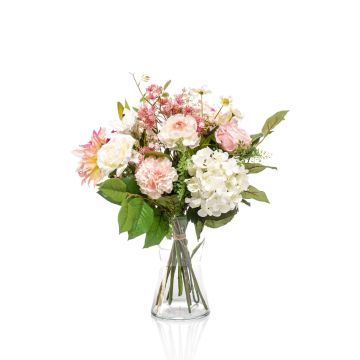 Künstlicher Blumenstrauß FEME, weiß-rosa, 60cm, Ø40cm