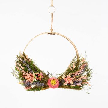 Trockenblumen Kranz GALENO auf Ring, rosa-lila, 36,5cm, Ø30cm