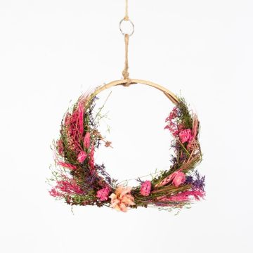 Trockenblumen Kranz GALENO auf Ring, hellrosa-pink, 36,5cm, Ø30cm