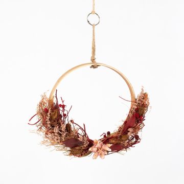 Trockenblumen Kranz GALENO auf Ring, burgunderrot, 36,5cm, Ø30cm