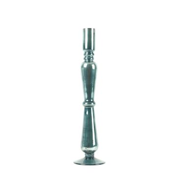 Glas Kerzenleuchter ROMUALDO, blau-grau-klar, 36,5cm Ø8,5cm