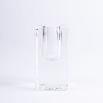 Eckiger Glasleuchter SOLUNA für Spitzkerzen, transparent, 4x4x8cm