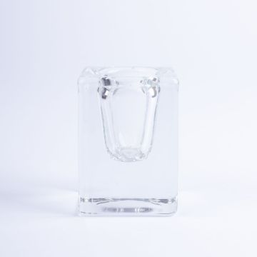 Eckiger Glasleuchter SOLUNA für Spitzkerzen, transparent, 4x4x6cm