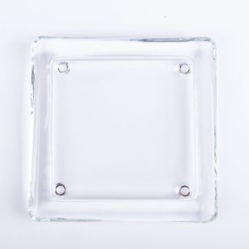Eckiger Kerzenuntersetzer VINCENTIA aus Glas, klar, 13,6x13,6cm