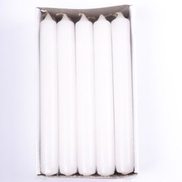 Leuchterkerze CHARLOTTE, 10 Stück, weiß, 18,5cm, Ø2,1cm, 6,5h - Made in Germany