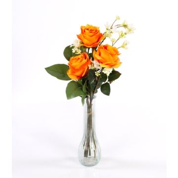 Künstlicher Rosenstrauß SIMONY mit Beiwerk, orange, 45cm, Ø20cm