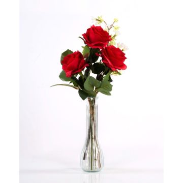 Künstlicher Rosenstrauß SIMONY mit Beiwerk, rot, 45cm, Ø20cm
