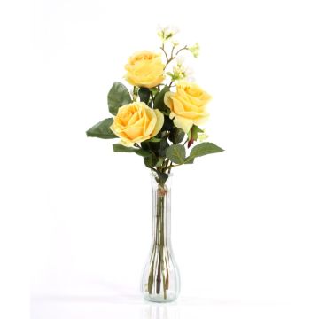 Künstlicher Rosenstrauß SIMONY mit Beiwerk, gelb, 45cm, Ø20cm