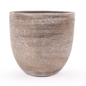 Keramik Pflanztopf KAMUNI, längsstreifen, braun, 17cm, Ø19cm